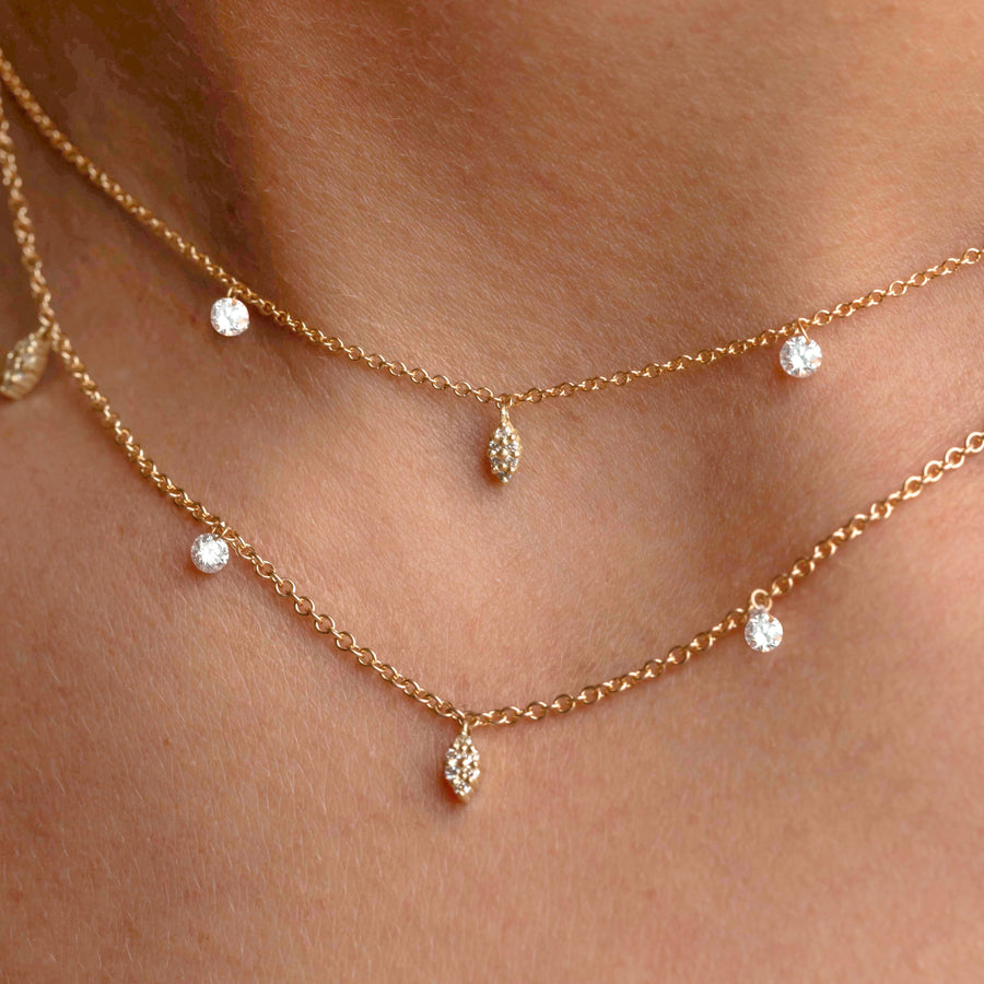Floating Diamond Three Charm Necklace