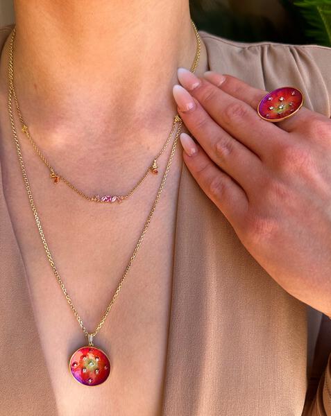 Luxe Sunset Enamel Pendant