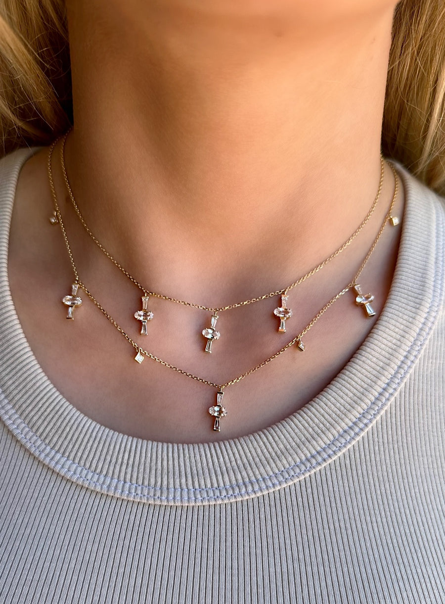 Diamond Sapphire Charm Necklace