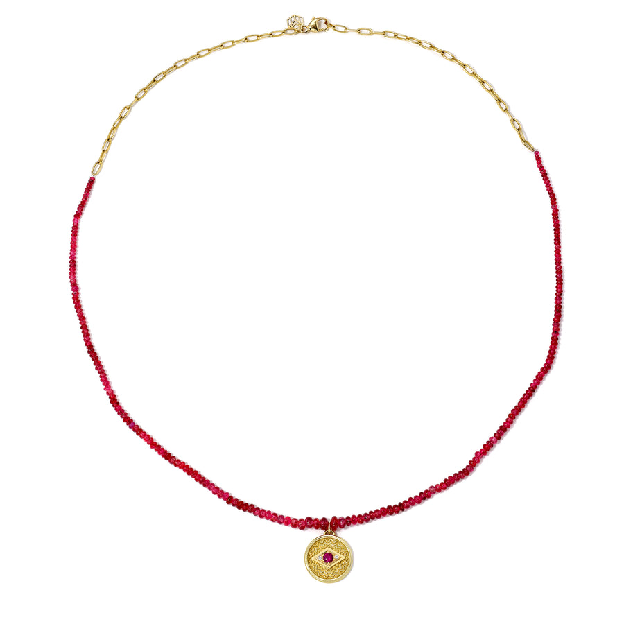 Ruby Spinel Evil Eye Necklace