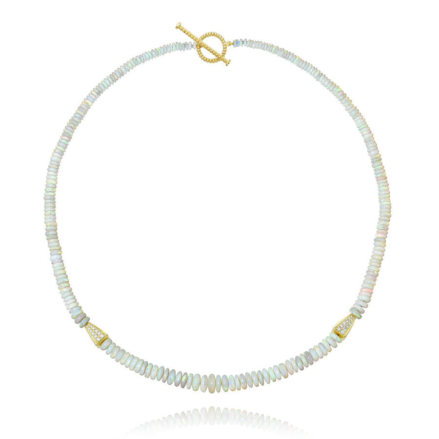 White Opal Diamond Necklace