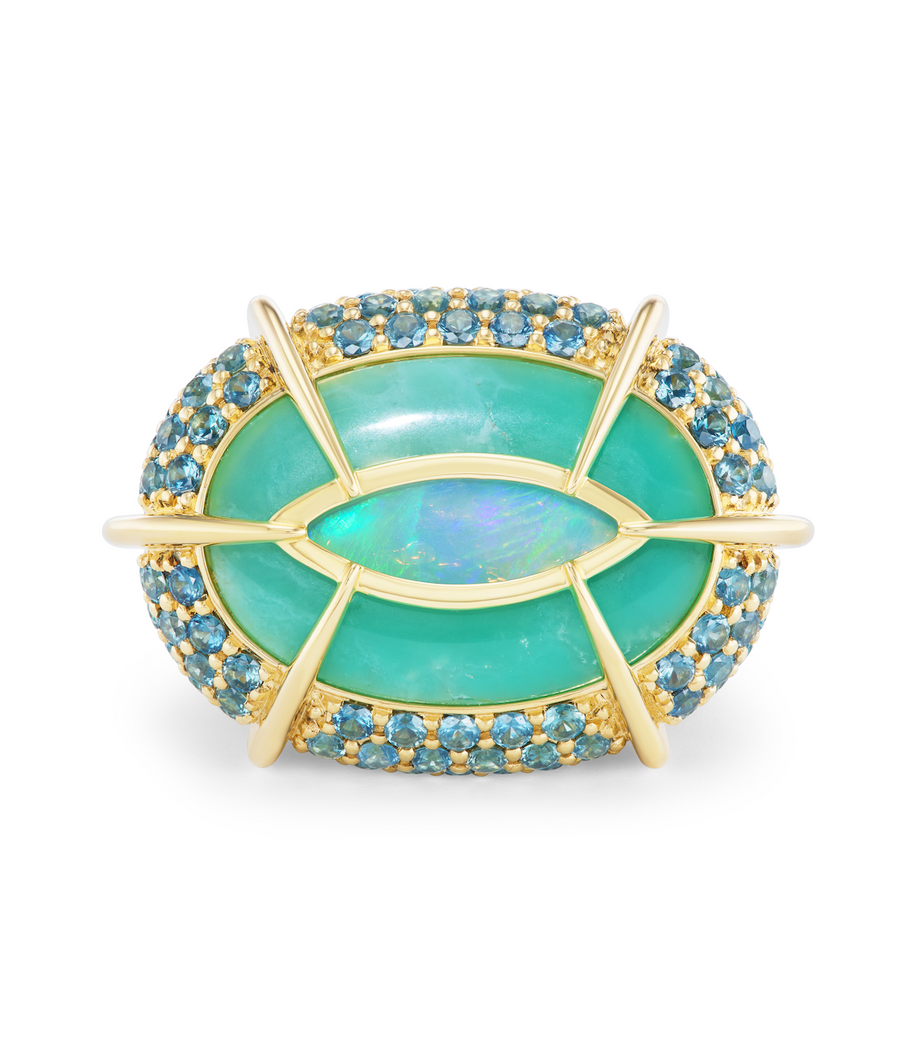 Evil Eye Chrysoprase Opal Ring