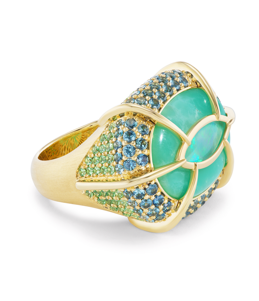 Evil Eye Chrysoprase Opal Ring