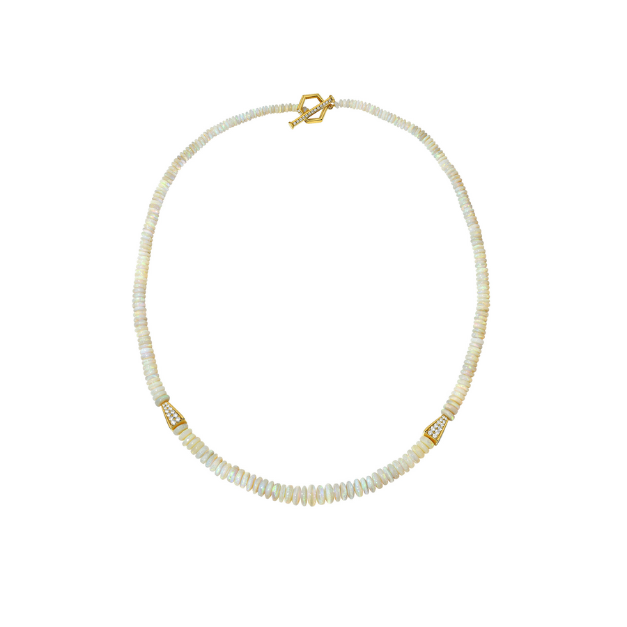 White Opal Diamond Necklace