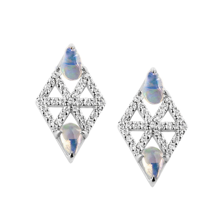 Meredith Young Jewelry Webb Diamond Earrings With Freeform Opals