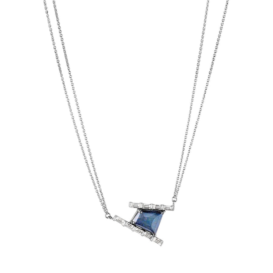 Sterling Silver Lightning Bolt Diamond Necklace