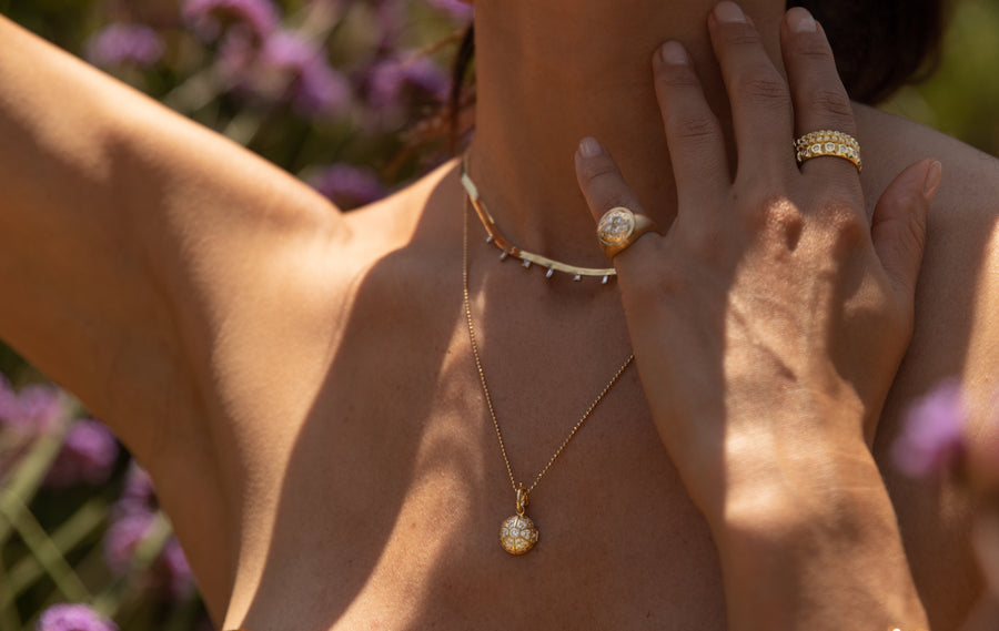 Diamond Sun Locket Necklace