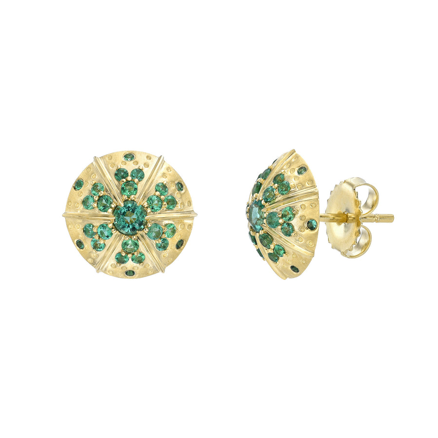 Emerald Button Earrings