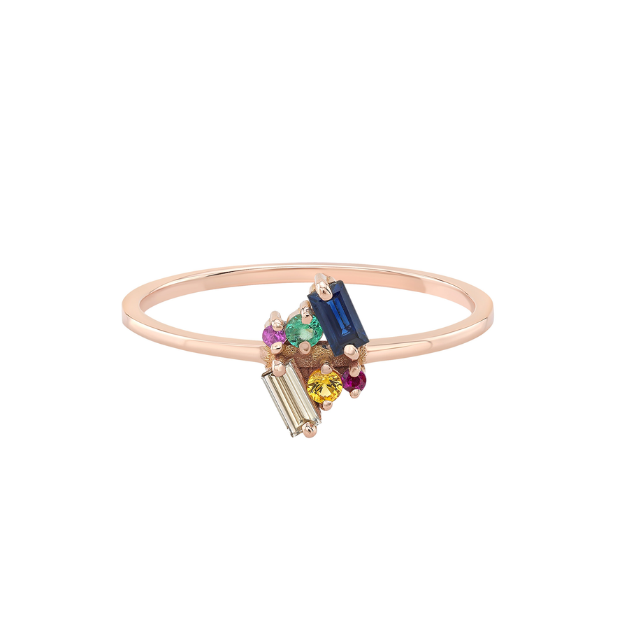 Mirrored Colored Stone Petite Ring
