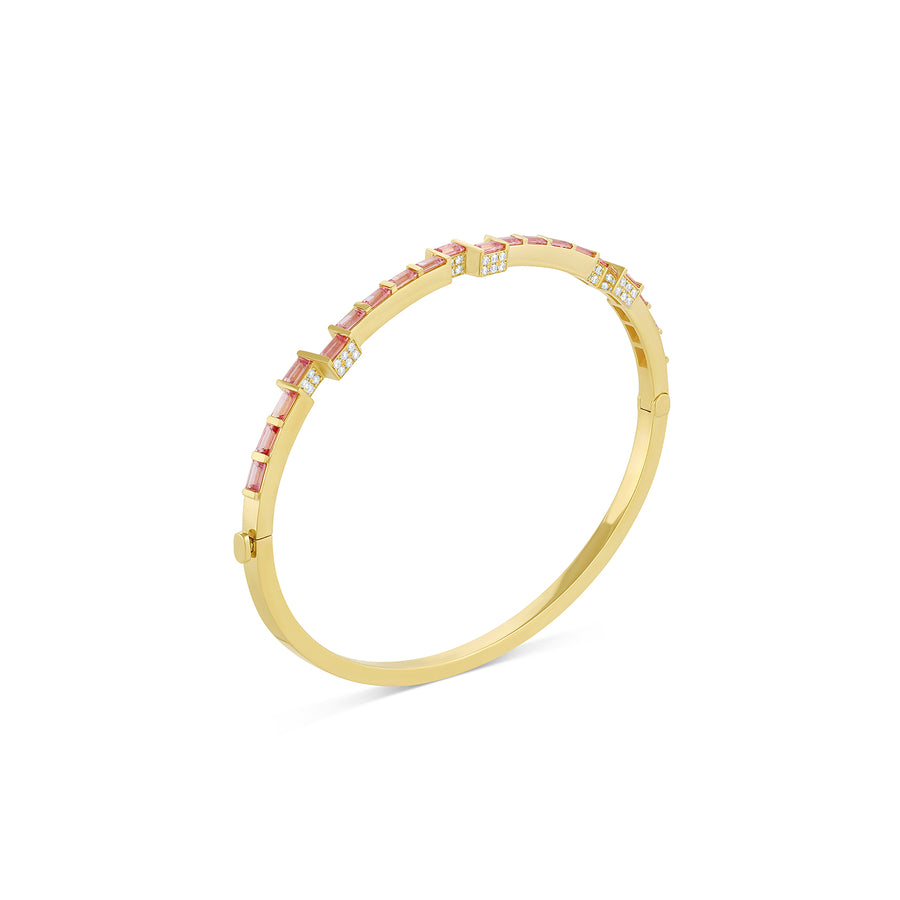 Peach Sapphire Offset Bracelet with Pave
