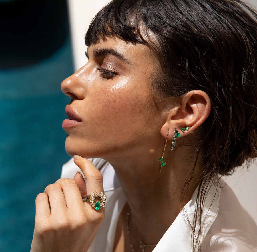Petite Emerald Post Earrings