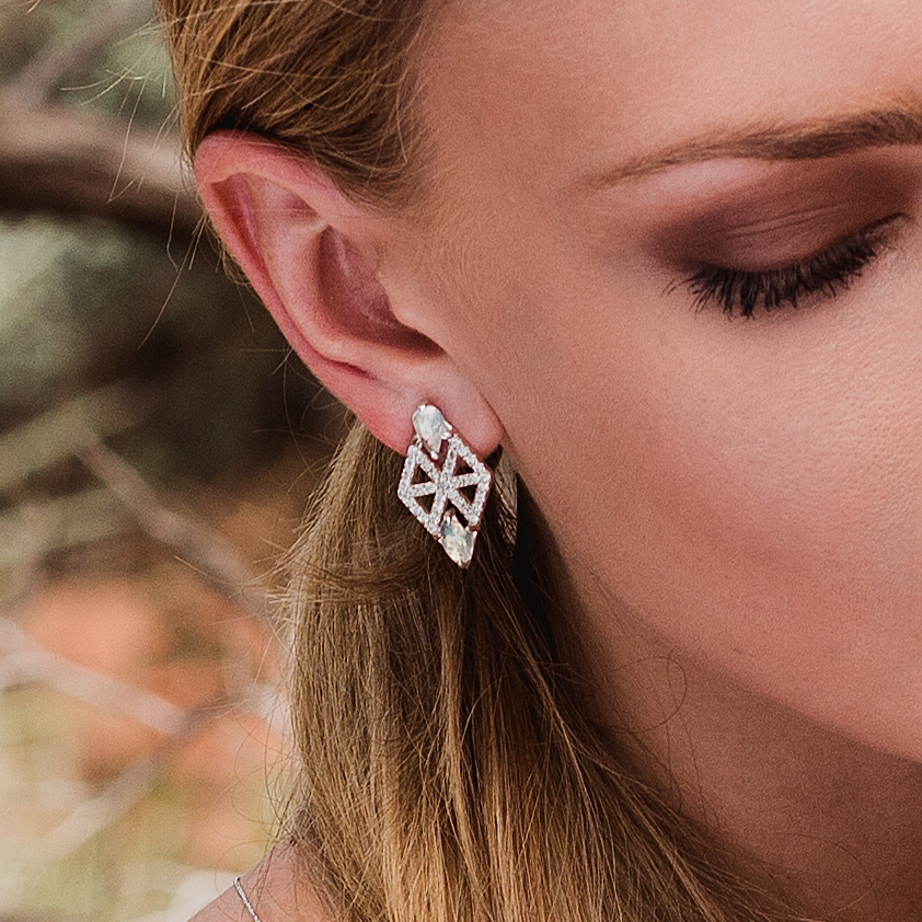 Webb Diamond Earrings With Freeform Opals